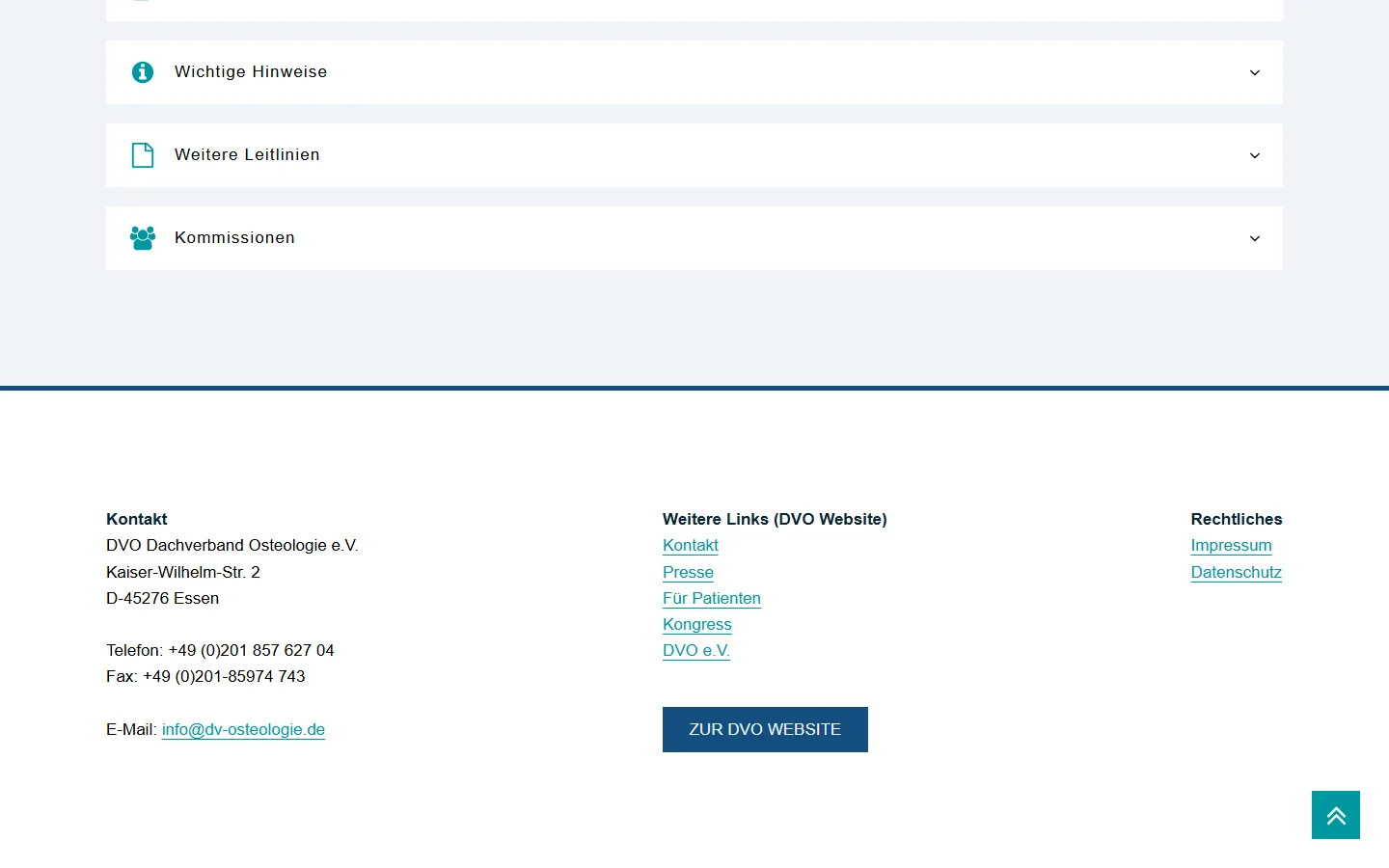 Website von DVO Leitlinie Osteoporose – Desktopansicht: 9. Therapie