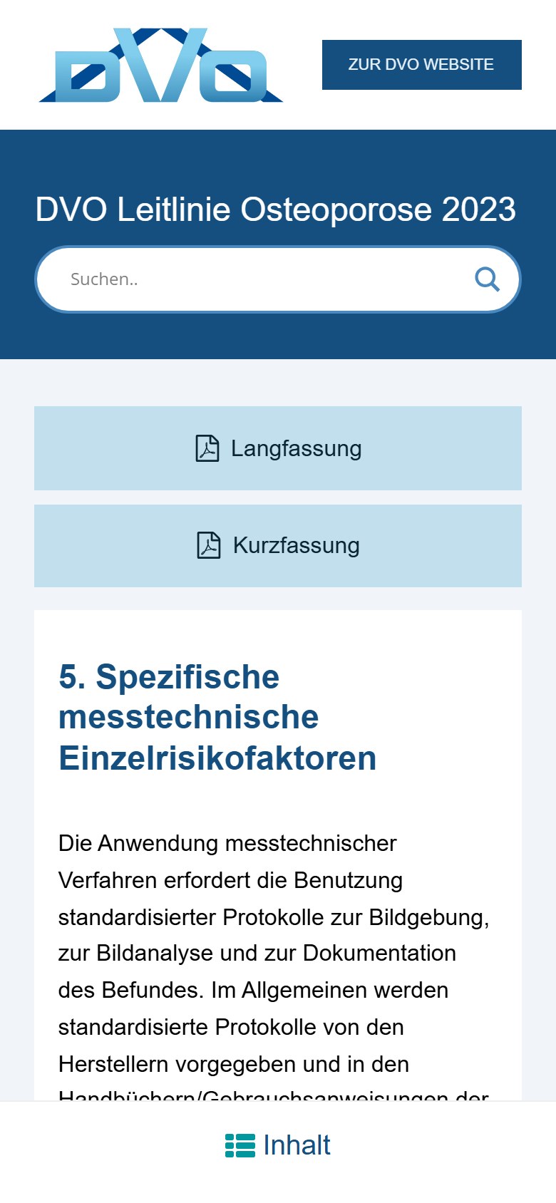 Website von DVO e.V. – Handyansicht: 5. Spezifische messtechnische Einzelrisikofaktoren