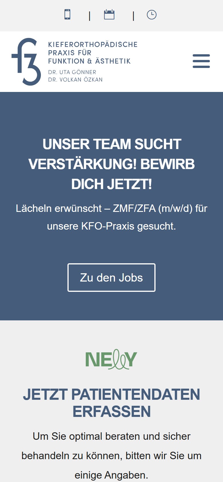Website von F3 Orthodontics – Handyansicht