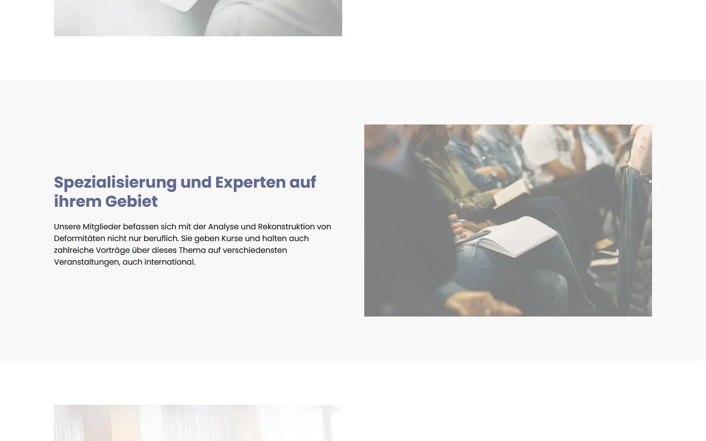 Website von GEVR e.V. – Desktopansicht: Spezialisierung und Experten auf ihrem Gebiet