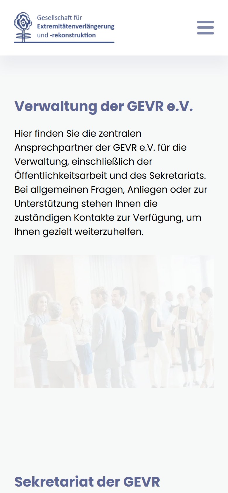 Website von GEVR e.V. – Handyansicht: Verwaltung