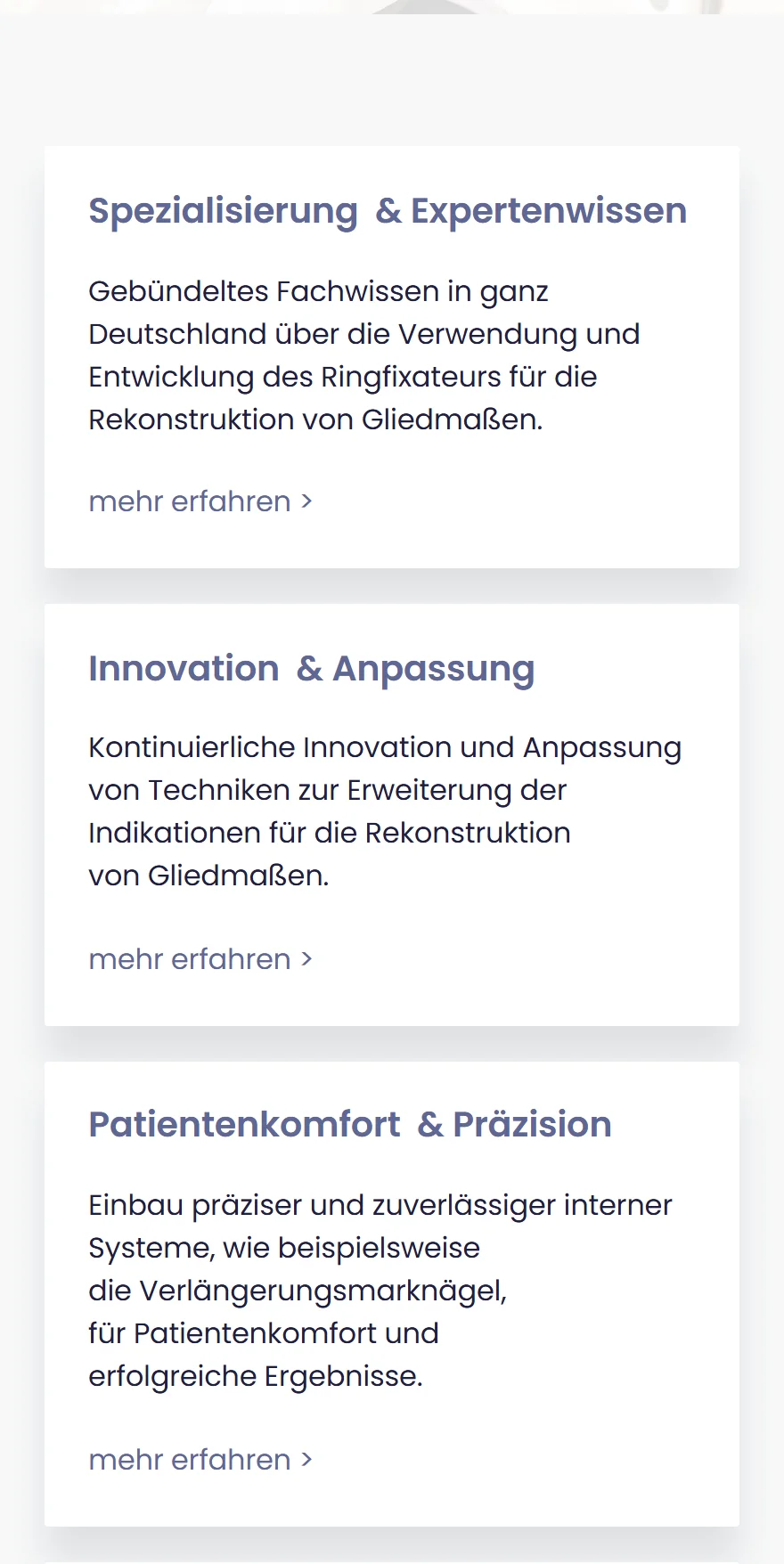 Website von GEVR e.V. – Handyansicht: Spezialisierung & Expertenwissen