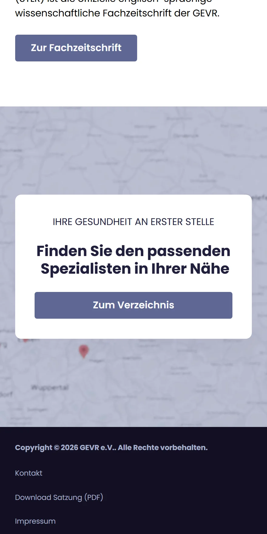 Website von GEVR e.V. – Handyansicht: Finden Sie den passenden Spezialisten in Ihrer Nähe