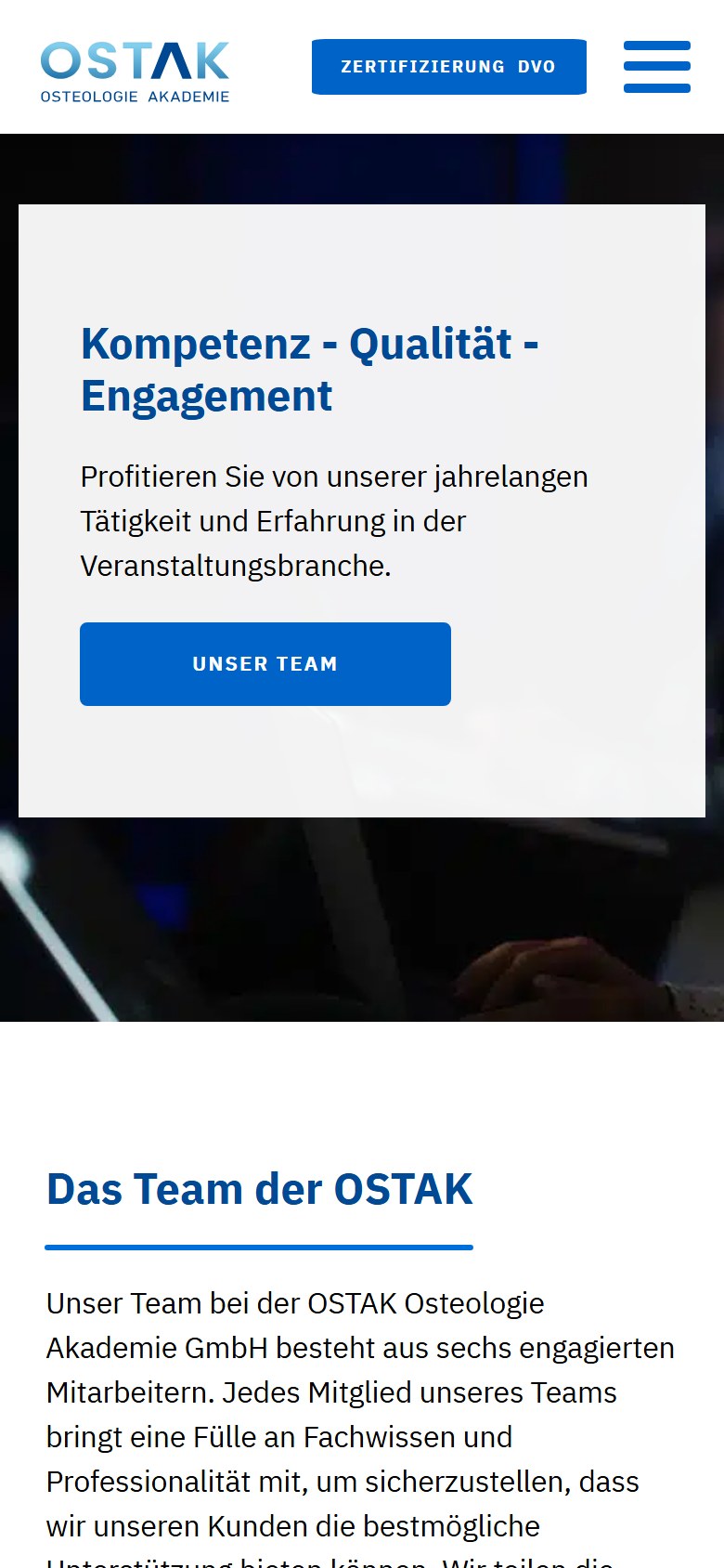 Website von OSTAK Osteologie Akademie GmbH – Handyansicht: Über uns