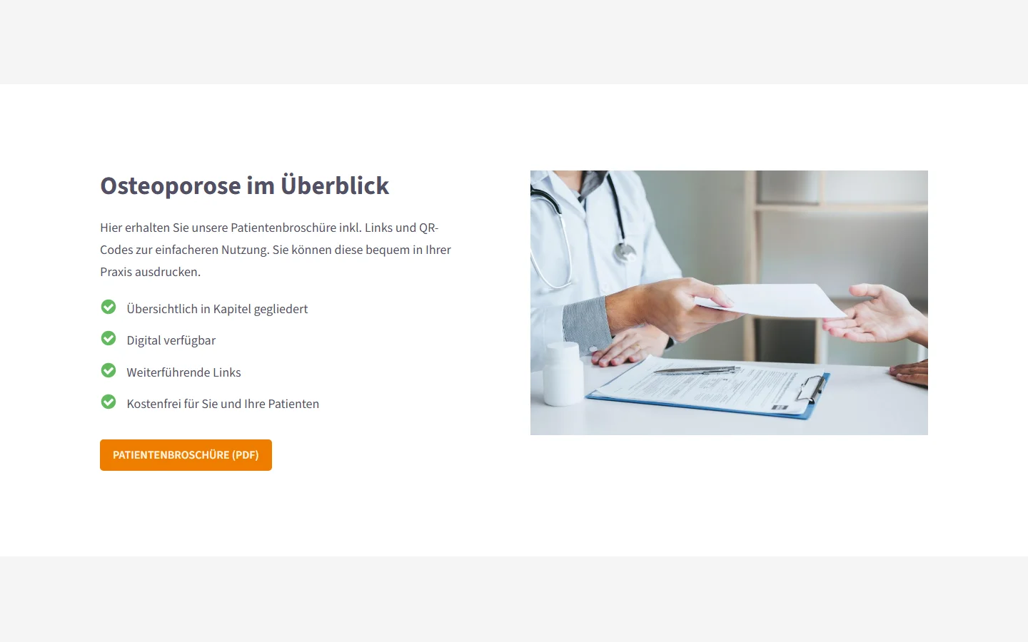Website von Osteoliga – Desktopansicht: Osteoporose im Überblick